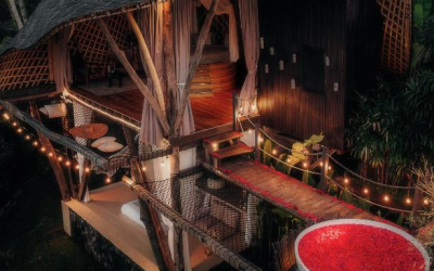 Beautiful lights decorate the place at night.