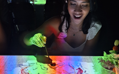 Olivia enjoyed painting her food. 