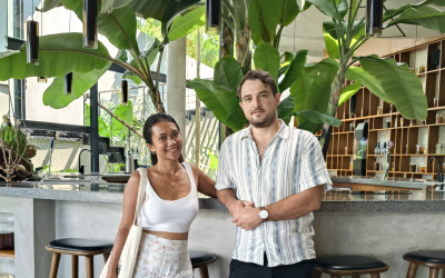 We were initially welcomed at the bar area which surrounds a massive banana tree.